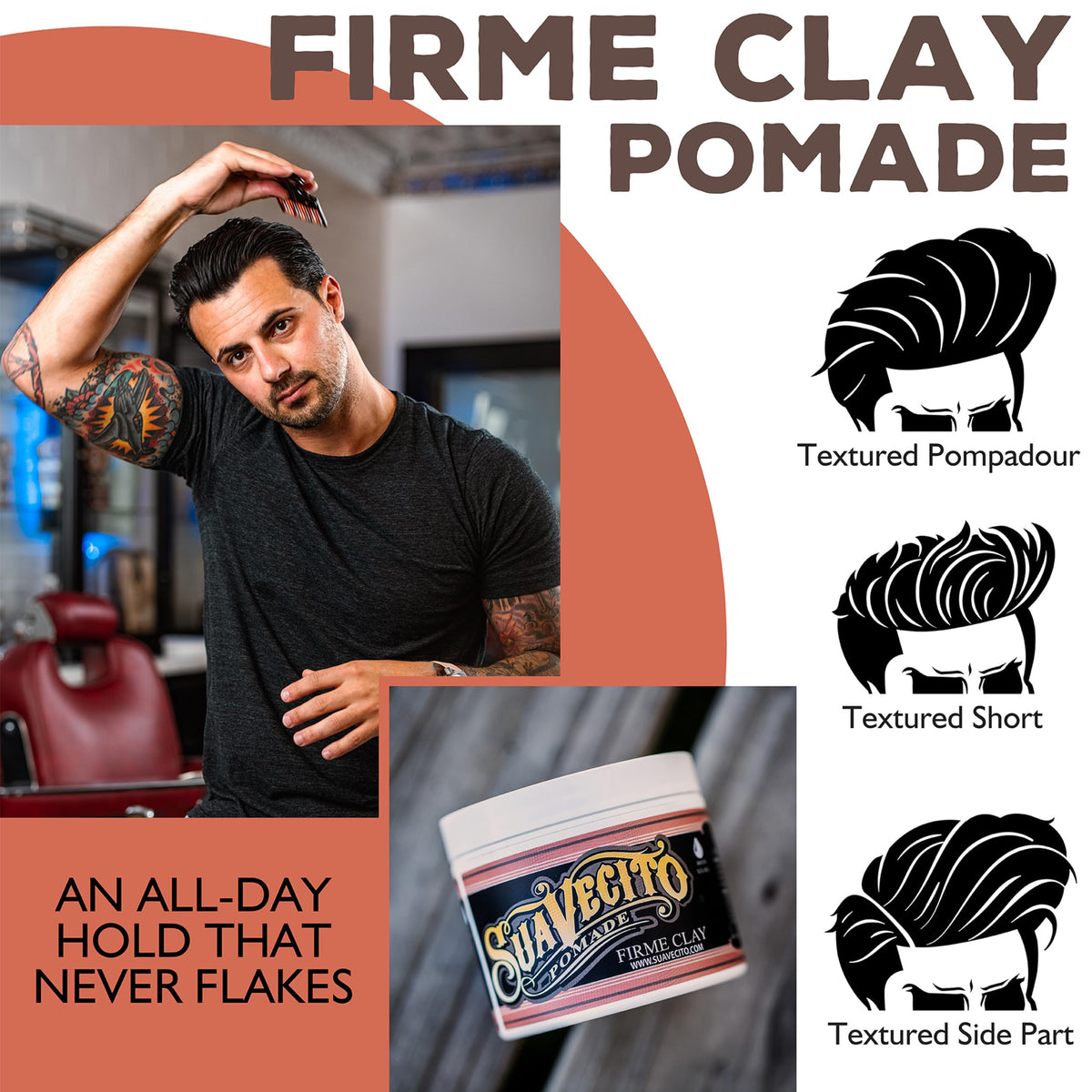 Suavecito Pomade Firme Clay 4 oz opened container
