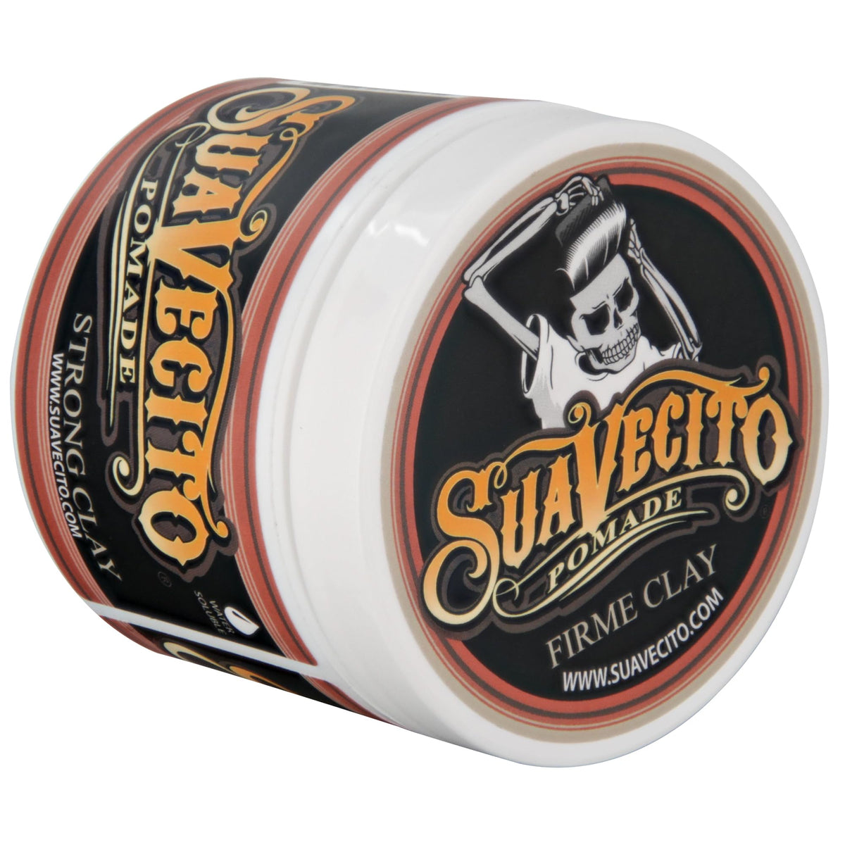Suavecito Pomade Firme Clay 5 oz lid open