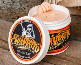 Suavecito Pomade Firme Clay application on hair