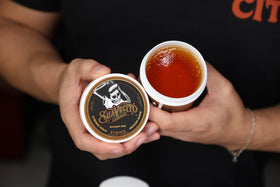 Suavecito Pomade Firme Hold 4 oz application on hair