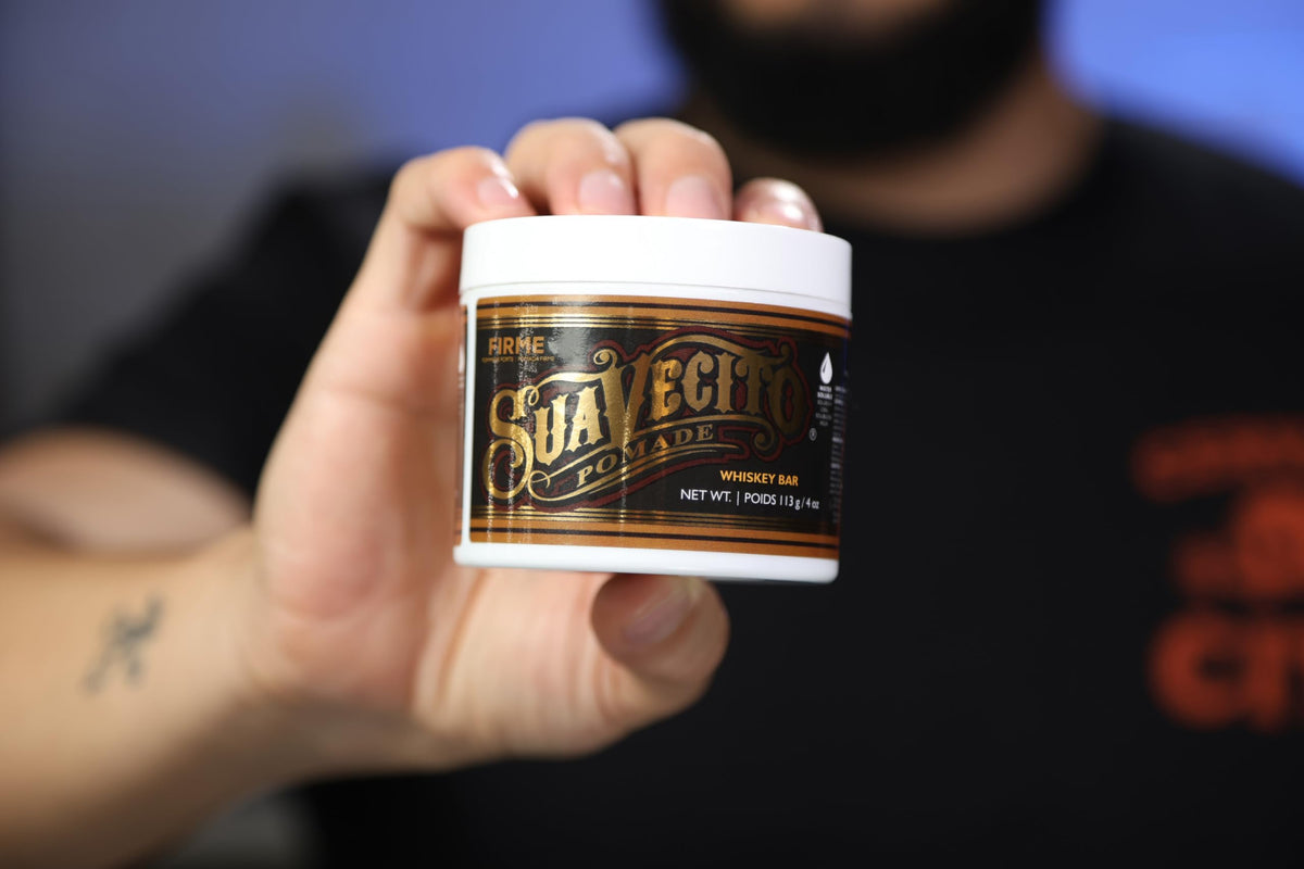 Suavecito Pomade Firme Hold 4 oz back view showing ingredients