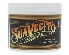 Suavecito Pomade Firme Hold 4 oz front view with whiskey bar scent