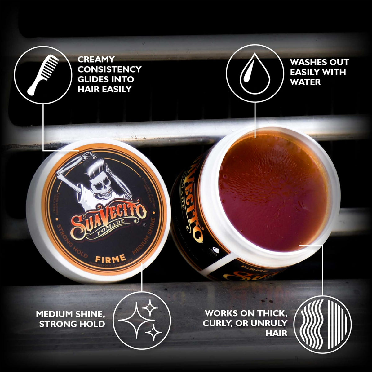 Suavecito Pomade Firme Hold 4 oz packaging