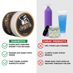 Suavecito Pomade Firme Hold application on hair