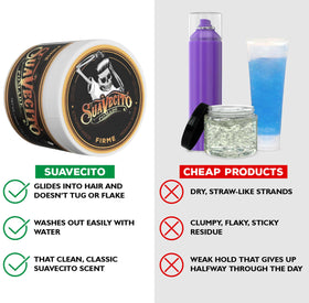Suavecito Pomade Firme Hold applied to hair styling