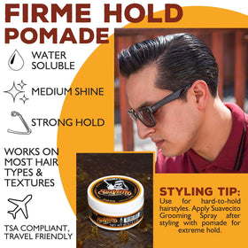 Suavecito Pomade Firme Hold applied to hair styling
