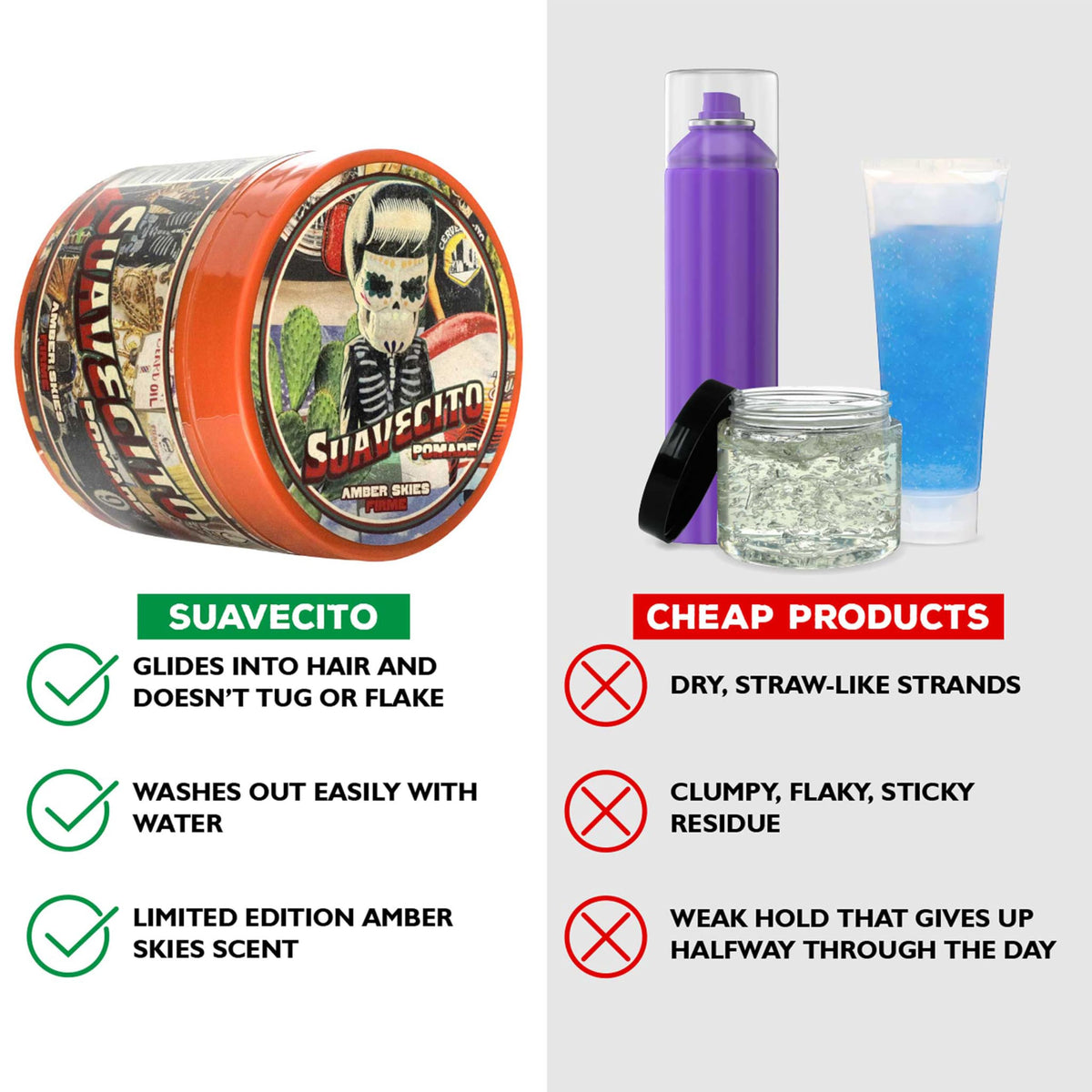 Suavecito Pomade Firme in use on styled hair