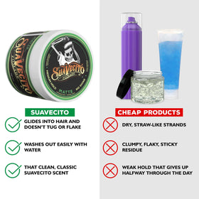 Suavecito Pomade Matte 4 oz applied on styled hair
