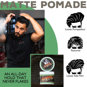 Suavecito Pomade Matte 4 oz back view with ingredient list