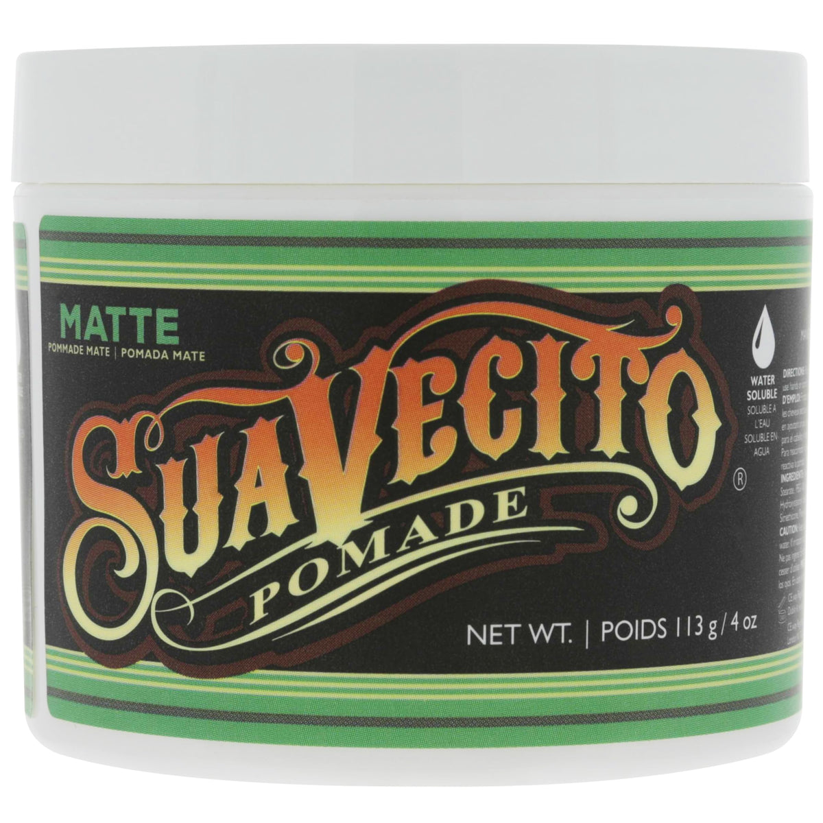 Suavecito Pomade Matte 4 oz front view with packaging