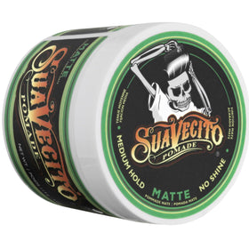 Suavecito Pomade Matte 4 oz in a stylish bathroom setting