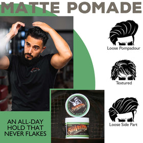 Suavecito Pomade Matte 4 oz with application on hair