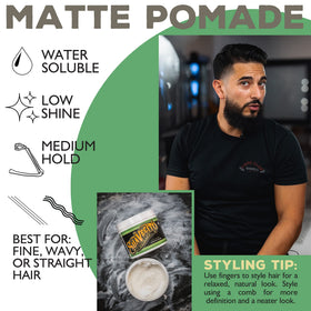 Suavecito Pomade Matte 5 oz back view with ingredients