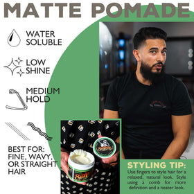 Suavecito Pomade Matte on grooming table
