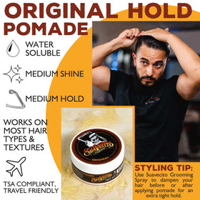 Suavecito Pomade Original Hold 2.3 oz on grooming table