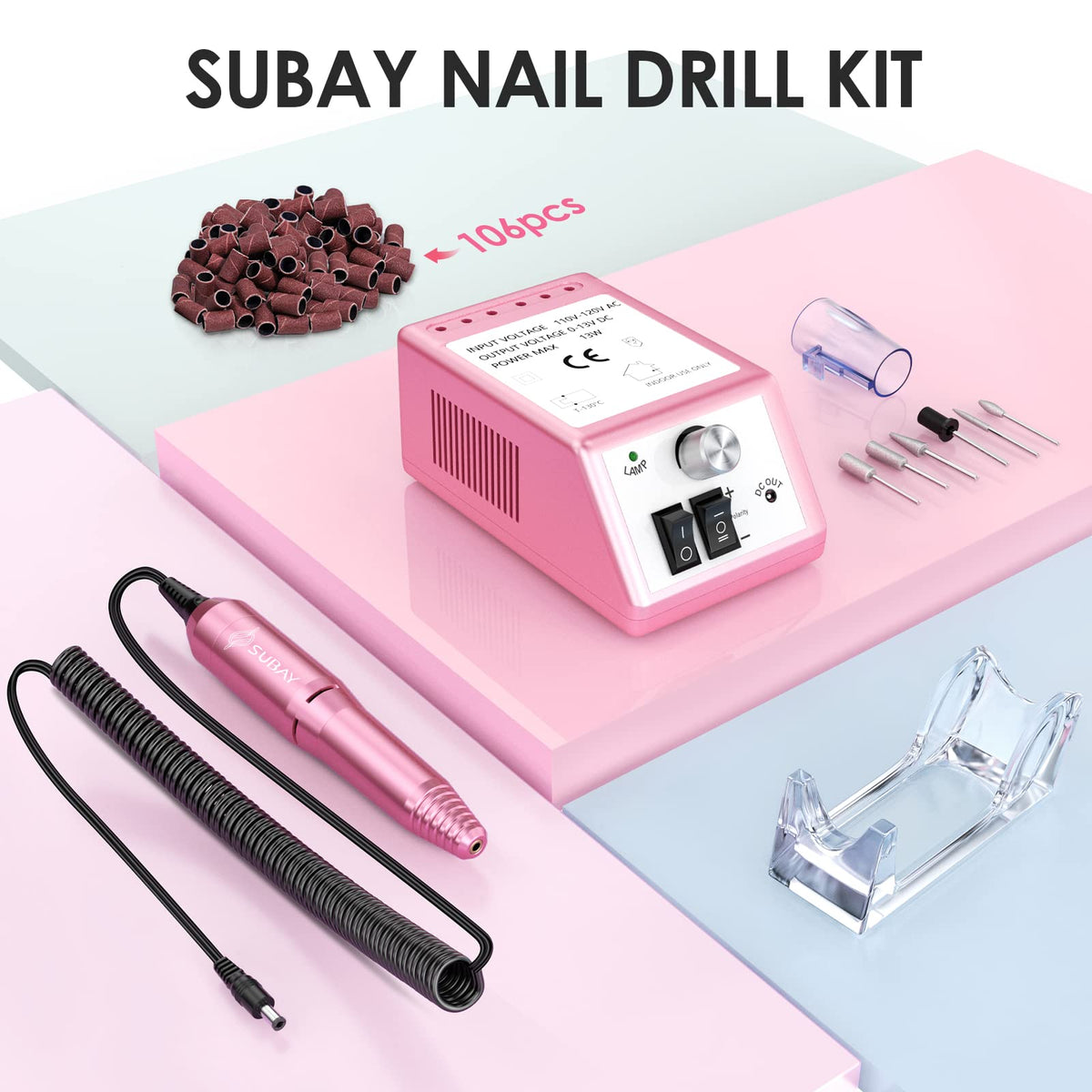 SUBAY Electric Nail Drill in packaging with accessories included