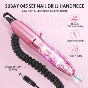 SUBAY Electric Nail Drill with handpiece in use during manicure
