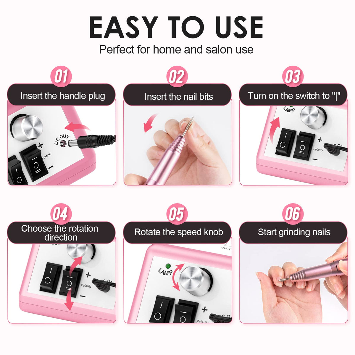 SUBAY Electric Nail Drill with various nail drill bits displayed