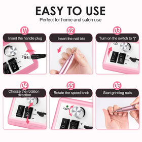 SUBAY Electric Nail Drill with various nail drill bits displayed