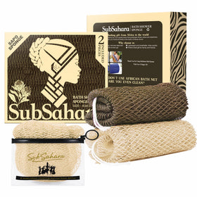 SubSahara Authentic African Net Sponge 2 Pack Olive Green and Light Green