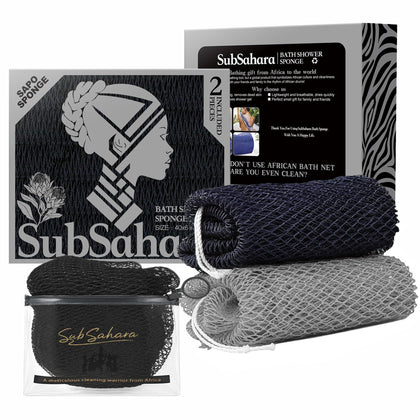 SubSahara Authentic African Net Sponge black and grey front view