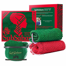 SubSahara Authentic African Net Sponge front view in red and green