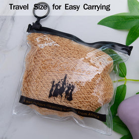 SubSahara Authentic African Net Sponge held for back exfoliation