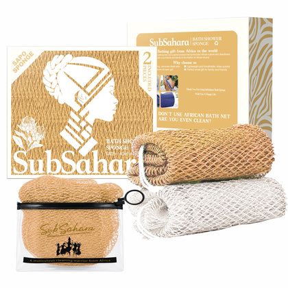 SubSahara Authentic African Net Sponge in Olive Green and Light Green