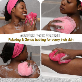 SubSahara Authentic African Net Sponge Light Pink in use