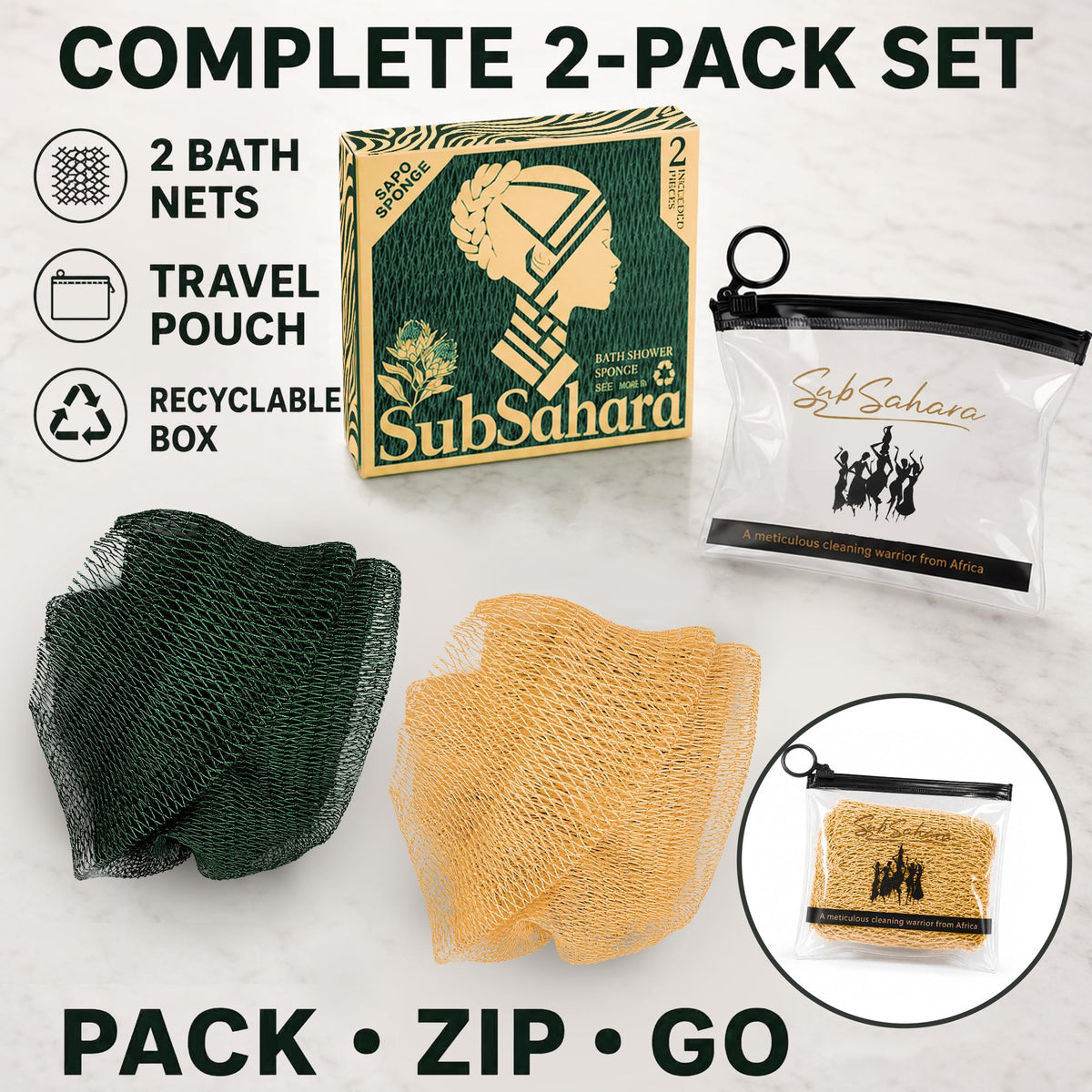 SubSahara Authentic African Net Sponge packaging details
