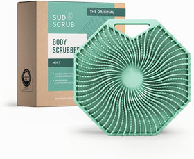 Sud Scrub Antimicrobial Silicone Body Scrubber front view in mint colour