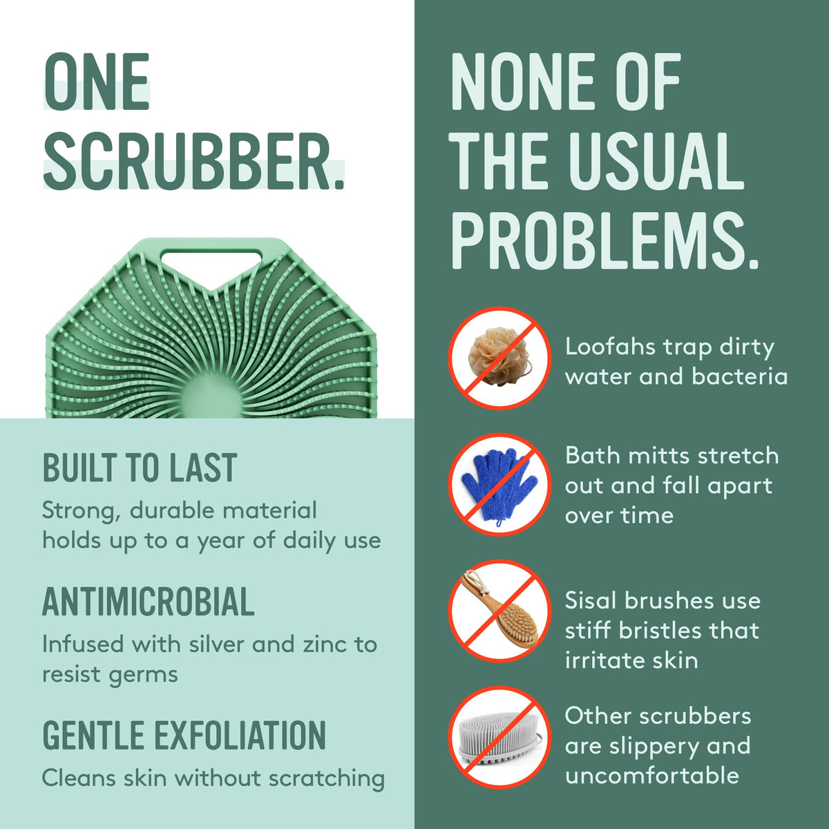 Sud Scrub Antimicrobial Silicone Body Scrubber in use during a shower