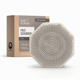 Sud Scrub Antimicrobial Silicone Face Scrubber front view in clay colour