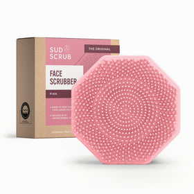 Sud Scrub Antimicrobial Silicone Face Scrubber front view in pink