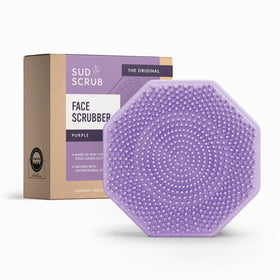 Sud Scrub Antimicrobial Silicone Face Scrubber front view, purple
