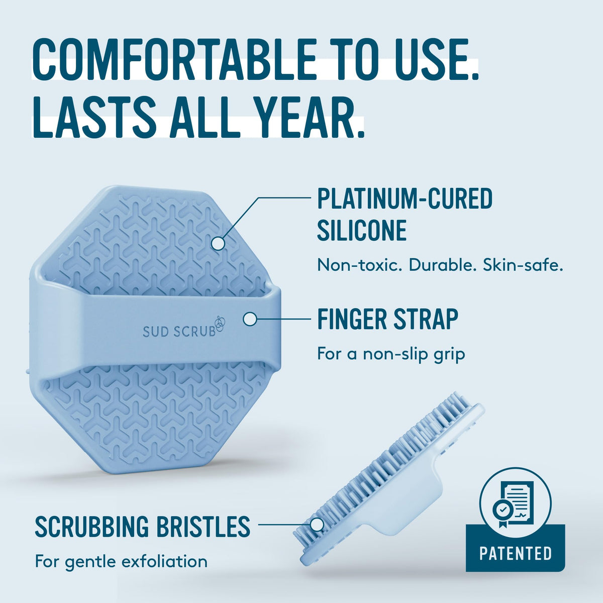 Sud Scrub Antimicrobial Silicone Face Scrubber packaging