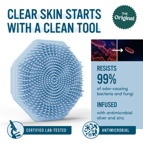 Sud Scrub Antimicrobial Silicone Face Scrubber side view with ergonomic grip