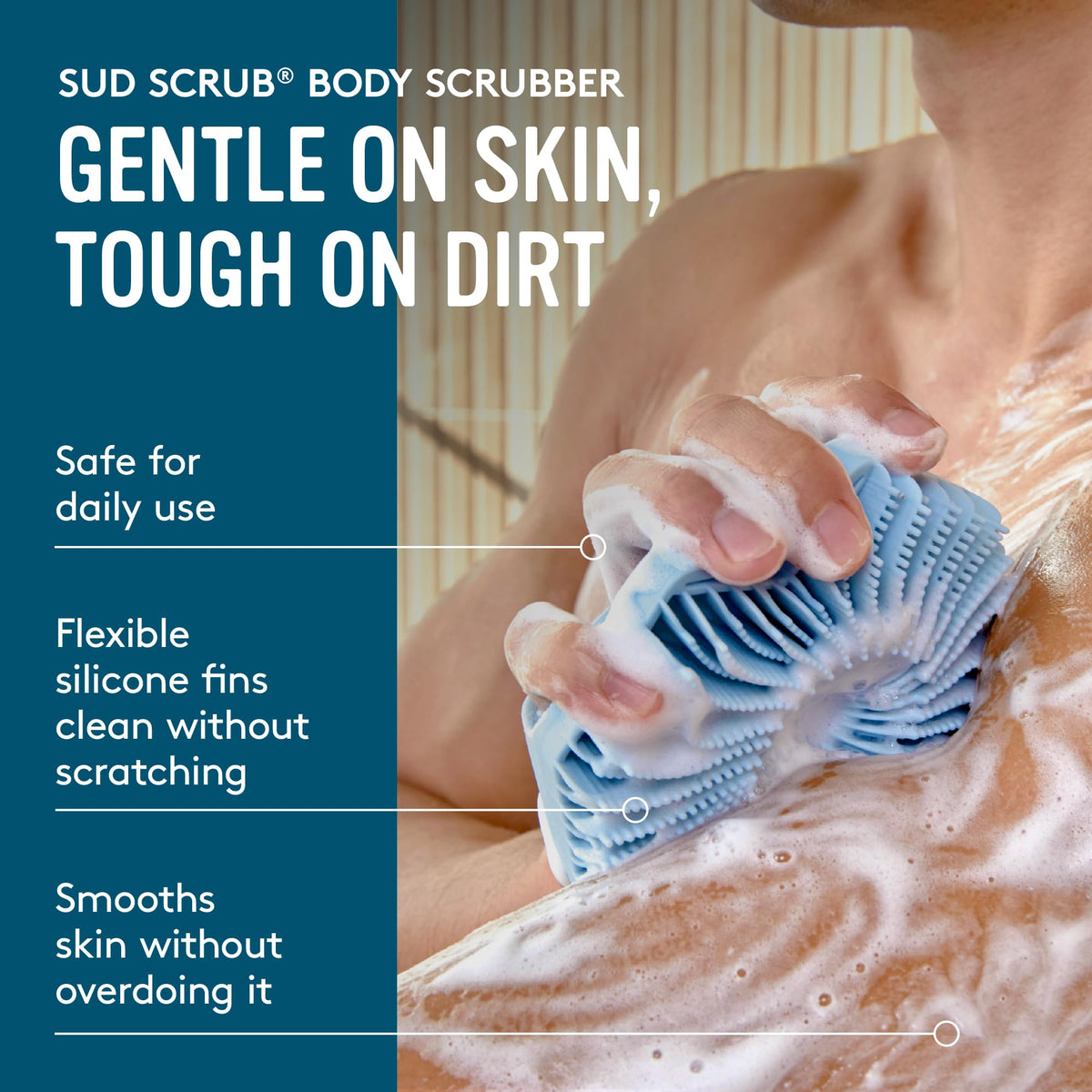 Sud Scrub silicone body scrubber with textured grip