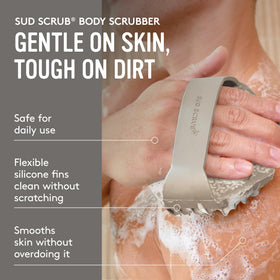 Sud Scrub with textured grip and secure strap
