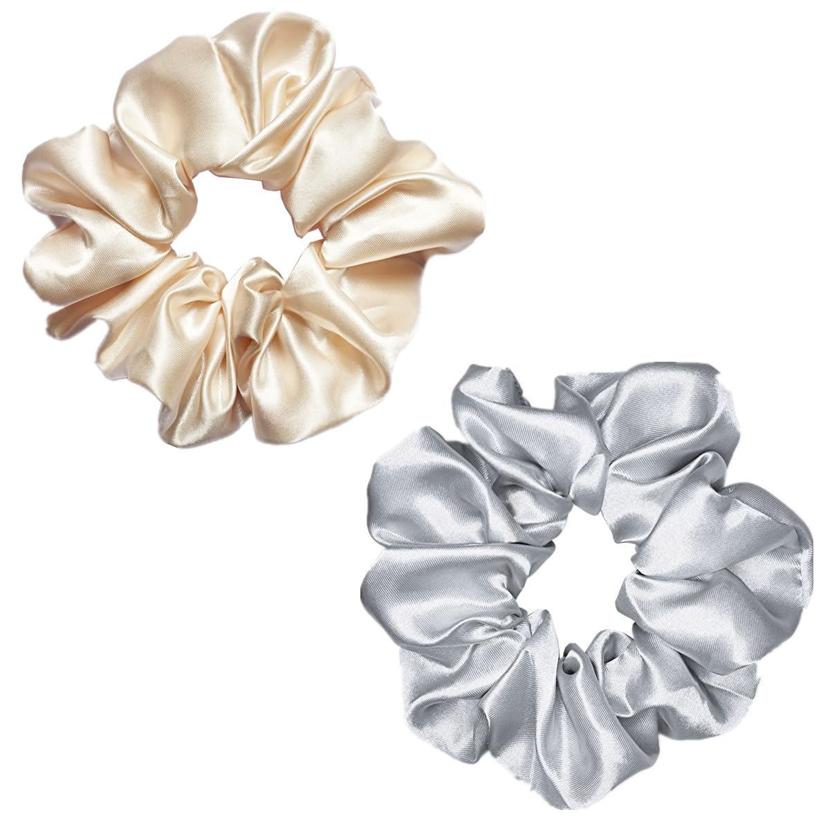 Sufermoe satin silk hair scrunchies being used in a ponytail
