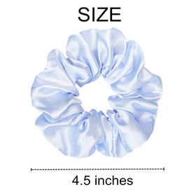 Sufermoe satin silk hair scrunchies displayed in a stylish arrangement