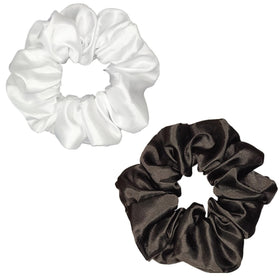Sufermoe satin silk hair scrunchies displayed on a wrist