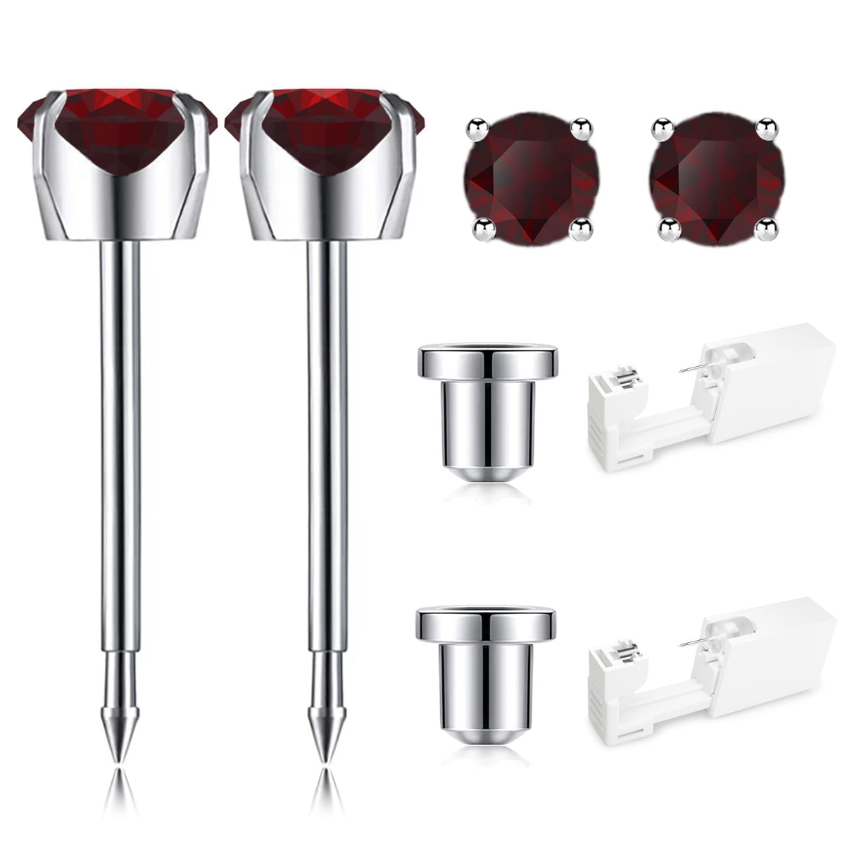SugarTang Ear Piercing Kit front view with safety gun and earrings