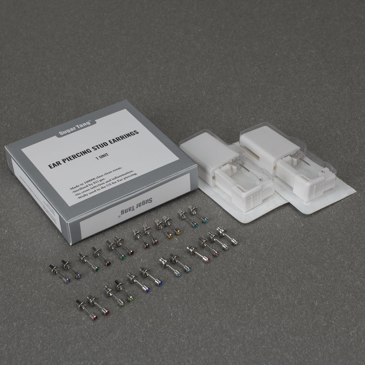 SugarTang ear piercing kit packaging and contents