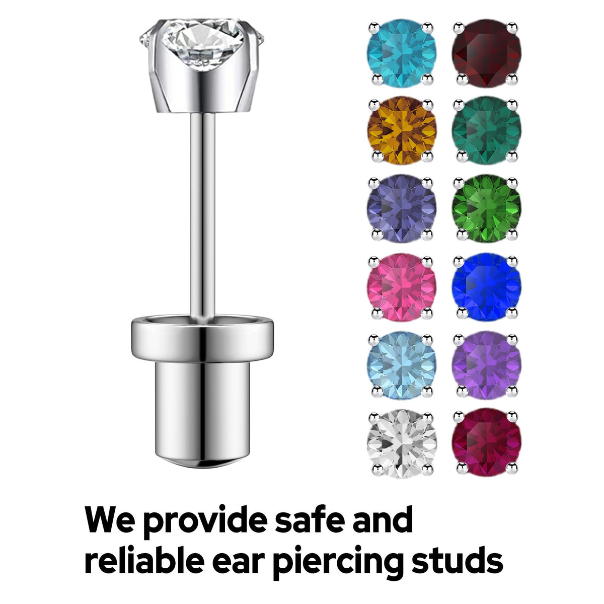SugarTang Ear Piercing Kit packaging with safety features highlighted