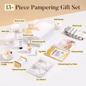 Suhctuptx Spa Gift Basket contents including bath bombs and candles