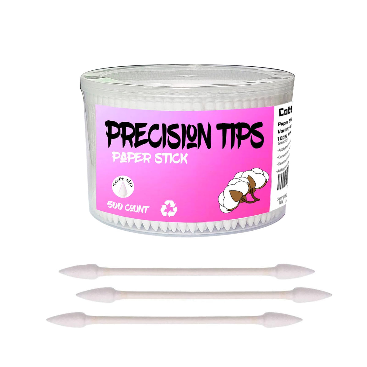 SUIZWMOU Pointed Tip Cotton Swabs 500 count storage box