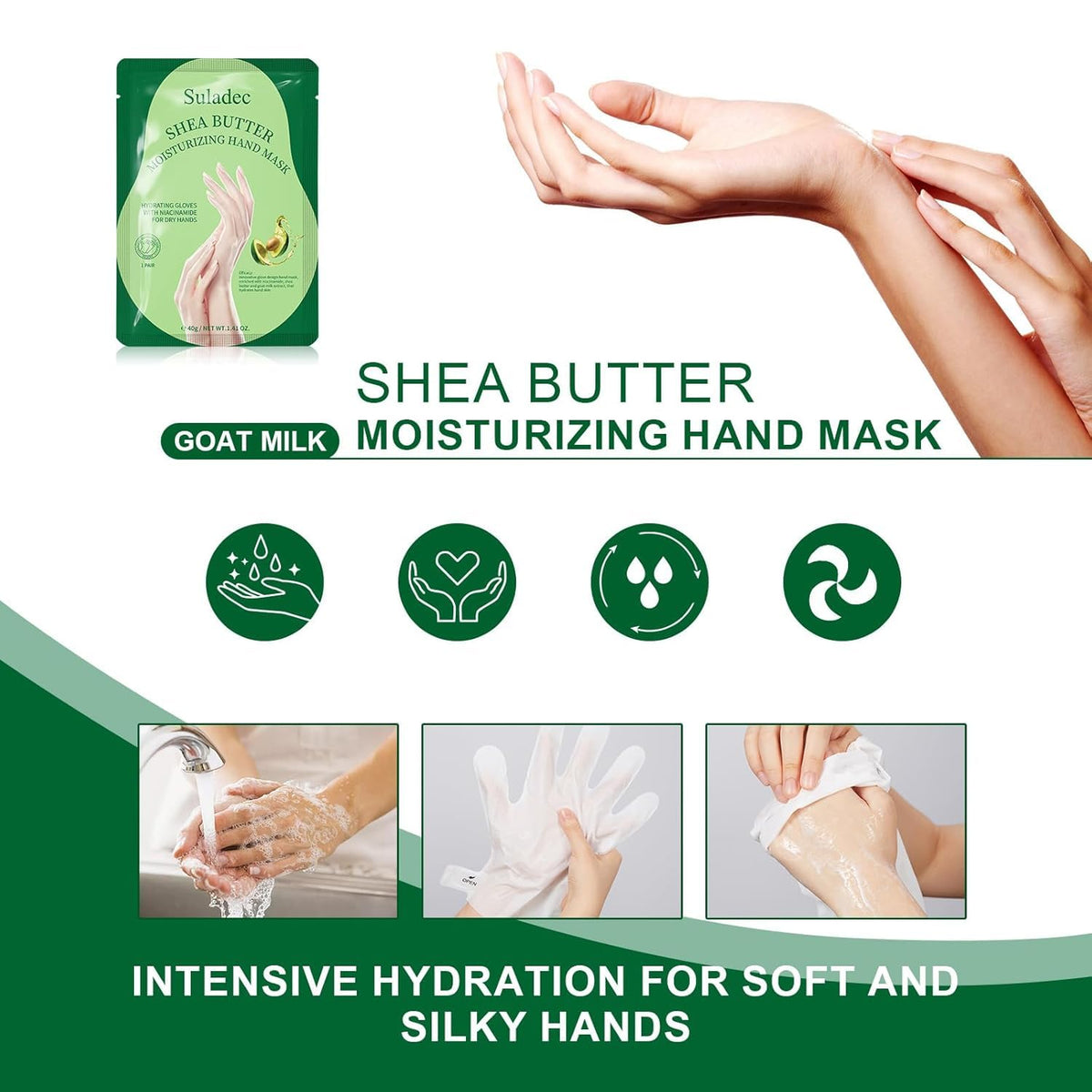 SULADEC hand mask on a table with spa accessories