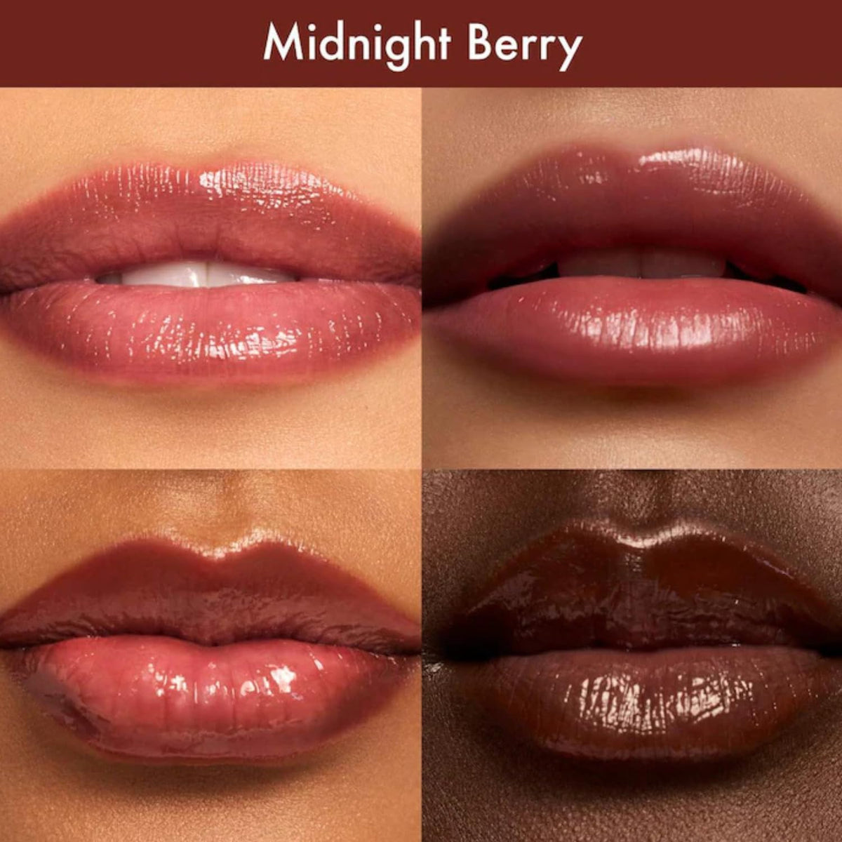Summer Fridays Dream Lip Oil Midnight Berry on lips
