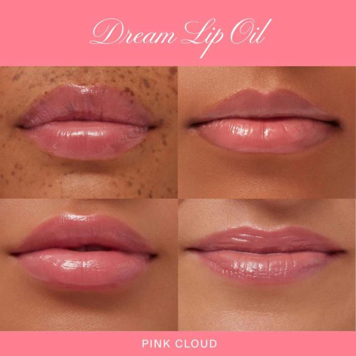 Summer Fridays Dream Lip Oil Pink Cloud texture on lips